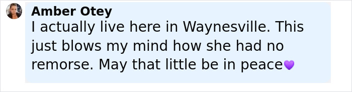 Comment from Amber Otey expressing disbelief at a woman with benefits showing no remorse after giving her friend a cooler and saying here is your kid.