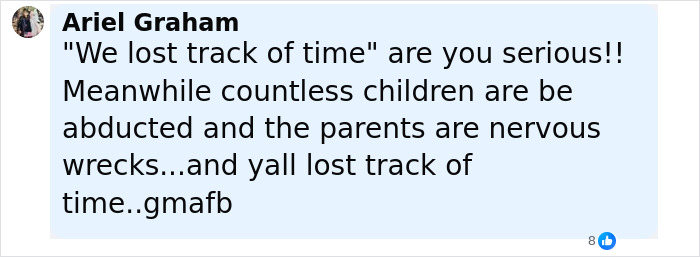 Comment expressing outrage over healthcare exec and husband leaving baby alone at the beach unattended for an hour. Comment expressing outrage over healthcare exec and husband leaving baby alone at the beach unattended for an hour.