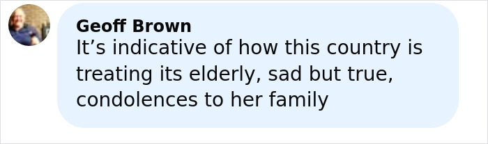 Comment expressing sadness over elderly woman stranded on remote island by cruise ship, offering condolences to family.