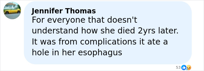 Comment from Jennifer Thomas explaining complications causing a mom&rsquo;s death due to a restaurant&rsquo;s drink mistake.