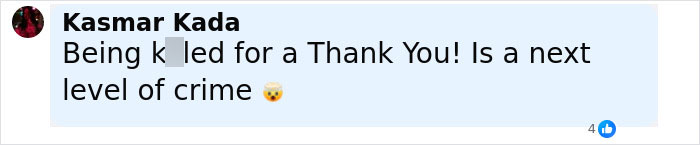 Facebook comment stating being killed for a thank you is a next level of crime, related to woman losing life outside pet store.