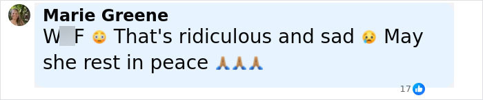 Social media comment expressing sadness over woman losing life outside pet store after argument about not saying thank you.