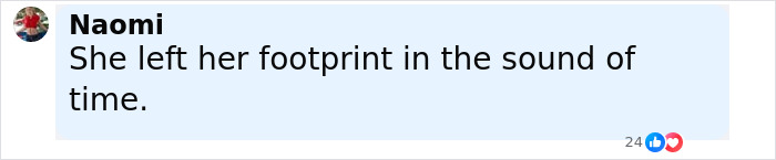 Comment by Naomi saying she left her footprint in the sound of time, related to Diane Keaton's last moments revealed in 911 call.