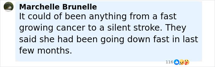 Comment by Marchelle Brunelle discussing Diane Keaton&rsquo;s last moments revealed in 911 call, reflecting on health decline.