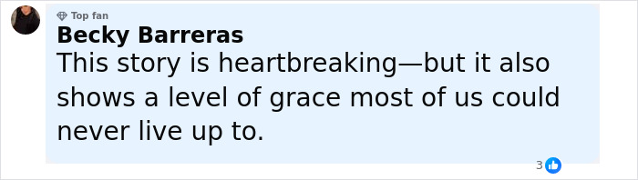 Comment from Becky Barreras expressing heartbreak and grace related to a story about Mormons raising funds for Michigan church attacker.