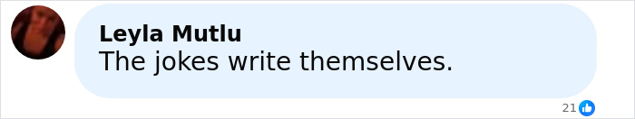 Comment by Leyla Mutlu saying the jokes write themselves, reacting to Florida man arrested after tantrum at Starbucks over Pride flag.