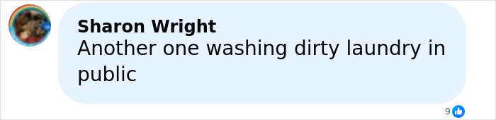Comment by Sharon Wright criticizing public airing of personal issues, related to Lily Allen and David Harbour album topic.