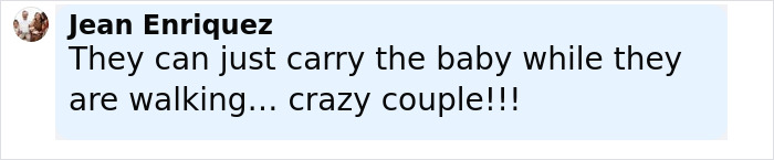 Comment by user Jean Enriquez criticizing a couple for leaving their baby alone at the beach, calling them crazy. Comment by user Jean Enriquez criticizing a couple for leaving their baby alone at the beach, calling them crazy.