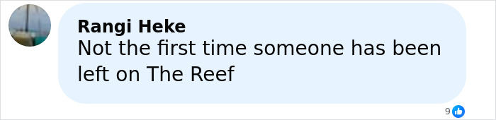 Comment on social media post mentioning elderly woman found deceased on Great Barrier Reef island after cruise ship abandonment.