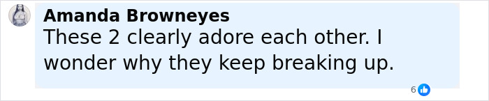 Comment from Amanda Browneyes expressing confusion about the on-and-off relationship of Jennifer Lopez and Ben Affleck.