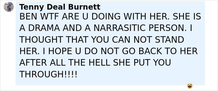 Screenshot of a fan comment expressing rage and confusion over Jennifer Lopez and Ben Affleck cozying up on the red carpet.