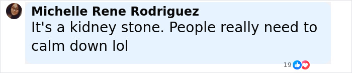 Comment by Michelle Rene Rodriguez addressing Dolly Parton's sister raising alarm about the singer's health struggles.