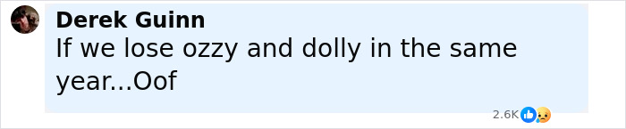 Comment on social media discussing Dolly Parton's sister raising alarm amid singer's health struggles.