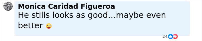 Comment by Monica Caridad Figueroa saying he still looks as good or better, referring to world's hottest felon at 41.