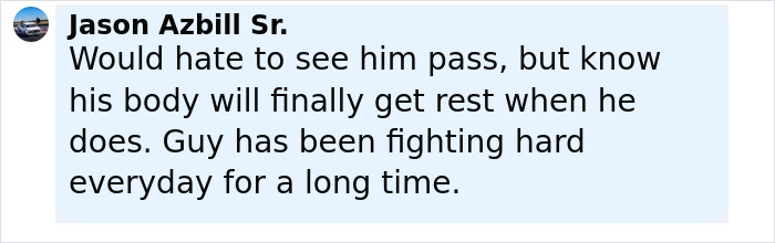 Comment expressing sympathy for Michael J. Fox&rsquo;s heartbreaking health update and his long fight.