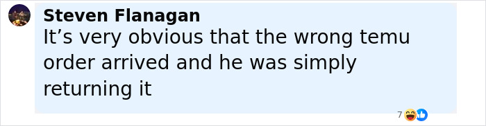 Comment by Steven Flanagan discussing a wrong order arrival and returning it, related to TV star faces capital punishment. Comment by Steven Flanagan discussing a wrong order arrival and returning it, related to TV star faces capital punishment.