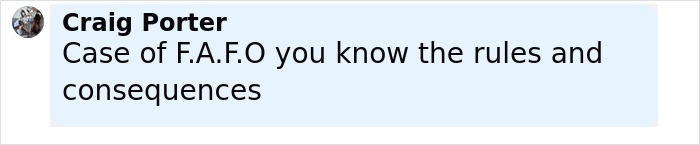 Comment by Craig Porter in a user profile circle, discussing rules and consequences related to the TV star facing capital punishment in China. Comment by Craig Porter in a user profile circle, discussing rules and consequences related to the TV star facing capital punishment in China.