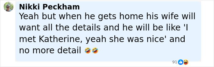 Text comment about servicemen seemingly checking out Kate Middleton sparking hilarious reactions on social media.