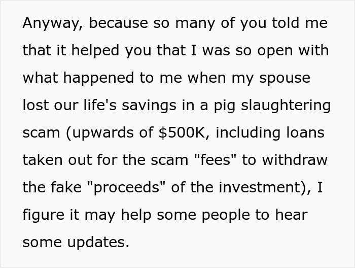 Text excerpt about educated person falling for scam investment leading to zero savings and immense debt. Text excerpt about educated person falling for scam investment leading to zero savings and immense debt.