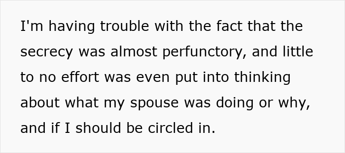 Person expressing frustration over spouse’s secrecy after falling for scam investment with no savings and heavy debt. Person expressing frustration over spouse’s secrecy after falling for scam investment with no savings and heavy debt.