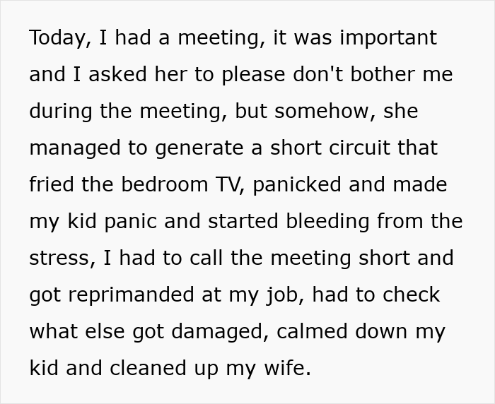 Alt text: Man frustrated during work meeting as pregnant bedridden wife causes disruption with short circuit and family stress.