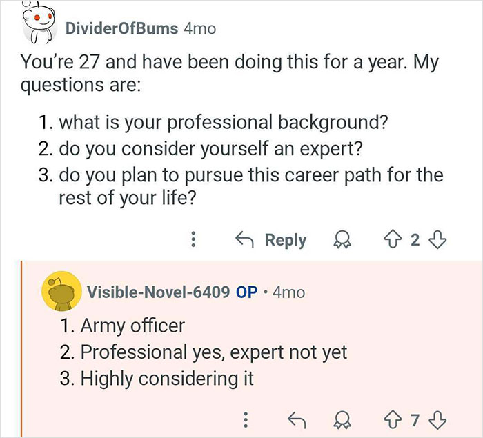 Reddit conversation about professional background of investigator discussing who cheats more and catching cheaters.