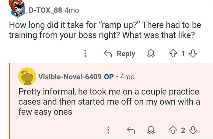 Screenshot of an online conversation about training and experience shared by a private investigator who catches cheaters.