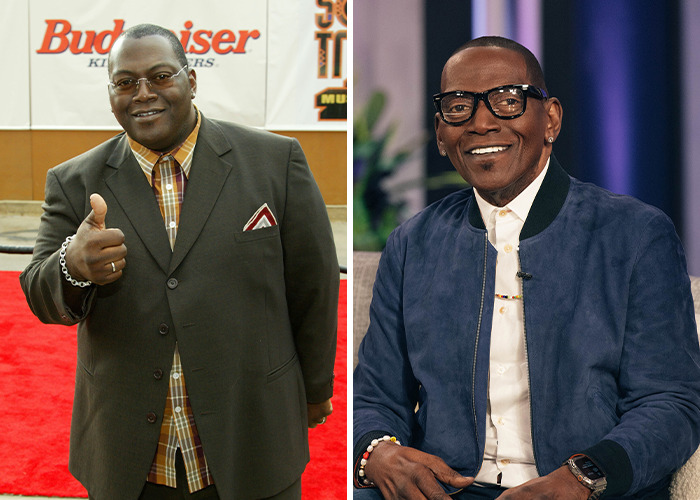 Side-by-side images of a male celebrity showcasing jaw-dropping transformations with noticeable changes in appearance.