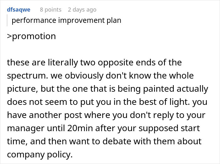 Screenshot of a Reddit comment discussing workplace issues related to management, HR, and employee promotion policies.