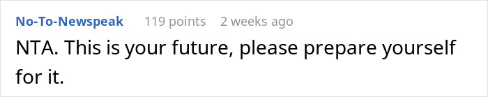 Screenshot of an online comment about a bride wanting to cut MIL out after she ruins the wedding day.