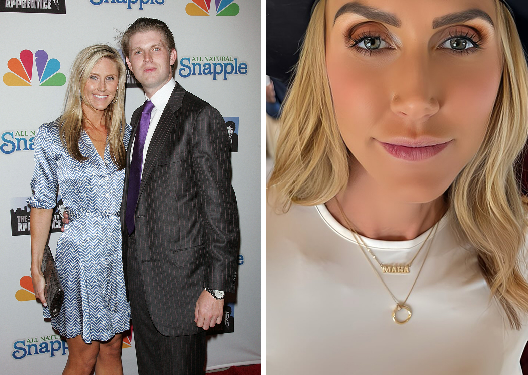 Lara Trump before and after photos showing her early years and transformation into a MAGA star with blonde hair and stylish looks.