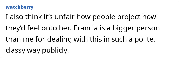 Text comment from Selena Gomez's kidney donor addressing public reaction and claims of being snubbed from the wedding. Text comment from Selena Gomez's kidney donor addressing public reaction and claims of being snubbed from the wedding.
