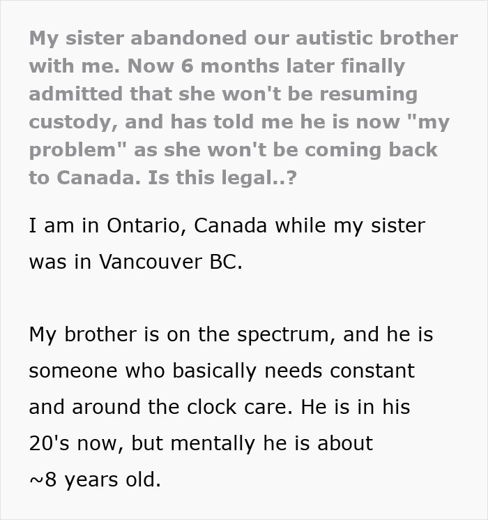 Woman struggles with autistic brother&rsquo;s care after sister abandons him and disappears to Europe, leaving responsibility behind.