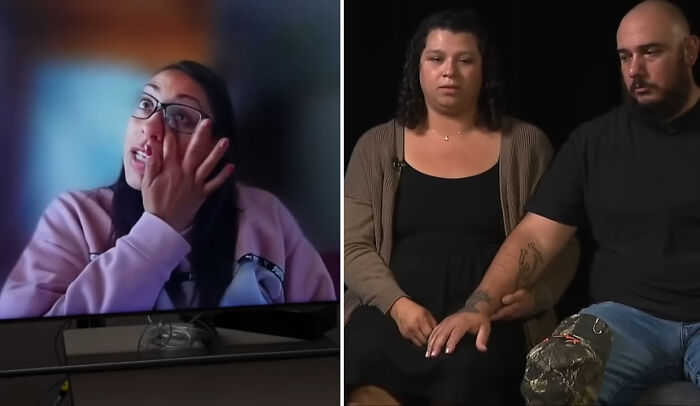 Two sisters emotional and holding hands during interview about miracle of being found alive after 36 years missing.