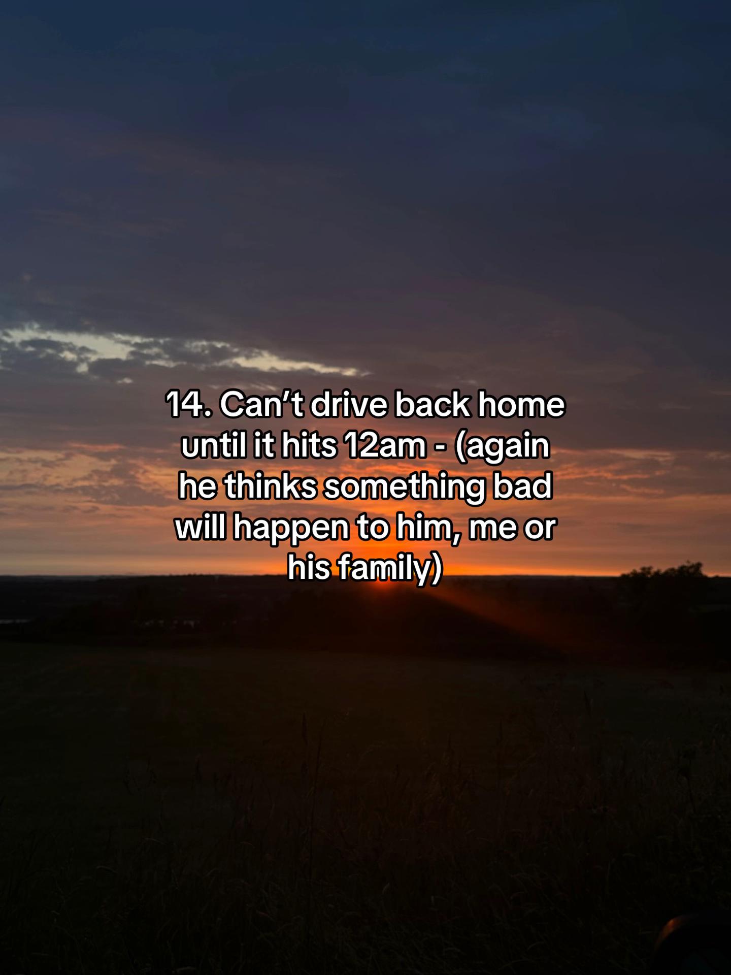 Sunset view with text about challenges of life with a boyfriend with OCD and his fears affecting daily routine.