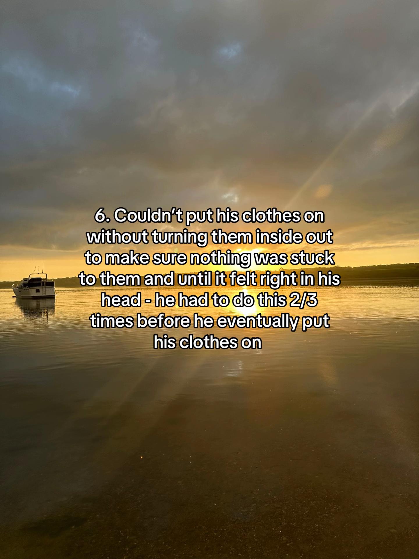 Calm lake at sunset with a boat, illustrating a woman's honest post about life with a boyfriend with OCD.