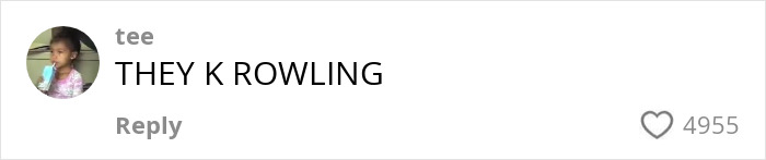 Screenshot of a social media comment referencing J.K. Rowling amid trans rights and SNL controversy.