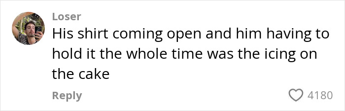 Comment on social media about a shirt mishap, with likes visible, related to J.K. Rowling trans rights discussion.