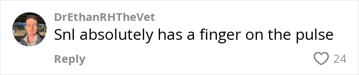 Comment from DrEthanRHTheVet online discussing SNL&rsquo;s take on J.K. Rowling and trans rights controversy.