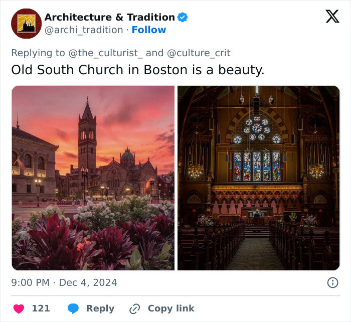 Exterior and interior views of a beautiful historic church in Boston showcasing stunning architecture and stained glass windows.