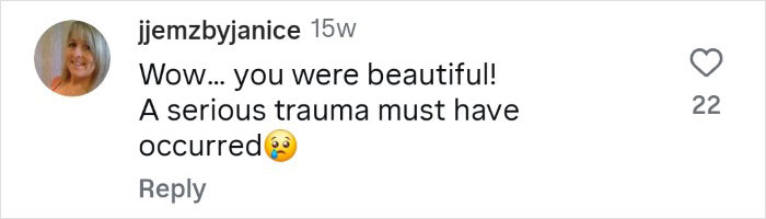 Comment on social media expressing sympathy about a tattooed woman who preserved her nose after cutting it off.