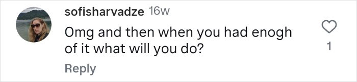 Comment on social media post asking what to do after reaching a breaking point, related to tattooed woman who cut off her nose.