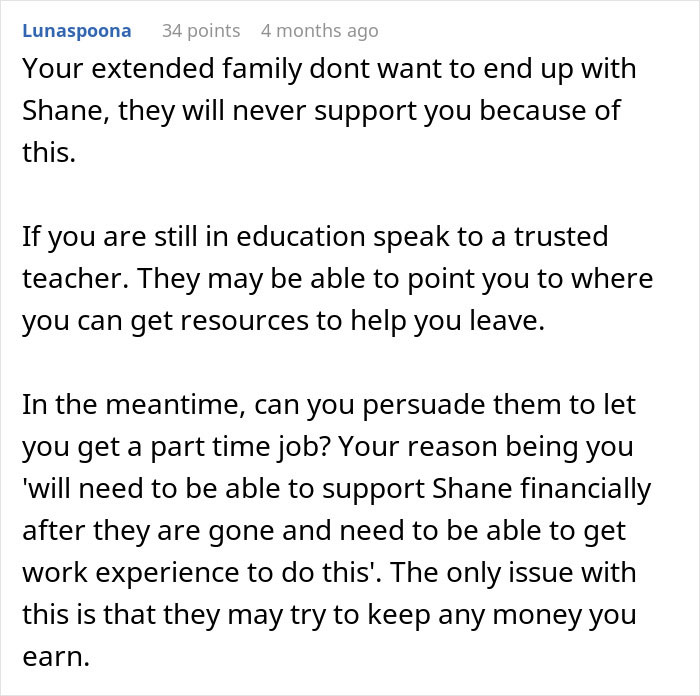 Comment advising a student to seek trusted teachers and discuss part-time jobs while supporting a disabled family member. Comment advising a student to seek trusted teachers and discuss part-time jobs while supporting a disabled family member.