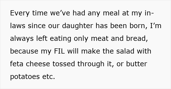 Alt text: Mom refuses family dinners after being ignored by her in-laws, left eating limited food like meat and bread. Alt text: Mom refuses family dinners after being ignored by her in-laws, left eating limited food like meat and bread.