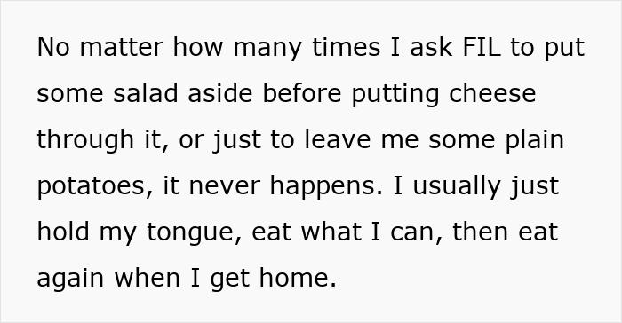 Text excerpt about a mom ignored by her in-laws during family dinners, reflecting frustration and exclusion. Text excerpt about a mom ignored by her in-laws during family dinners, reflecting frustration and exclusion.