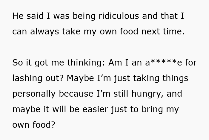 Text excerpt showing a mom questioning if she is wrong for bringing her own food after being ignored by her in-laws at family dinners. Text excerpt showing a mom questioning if she is wrong for bringing her own food after being ignored by her in-laws at family dinners.