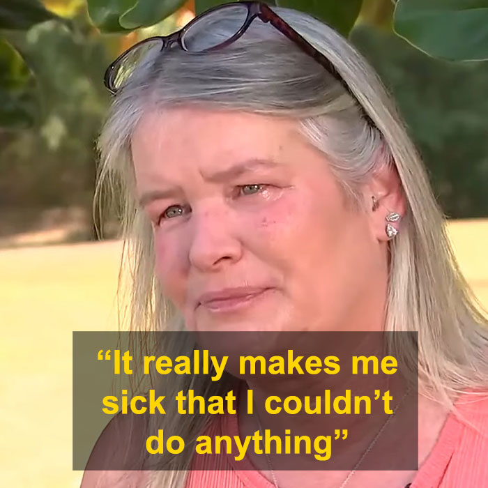 Middle-aged woman showing emotional reaction after missing brother found alive following years locked in basement.