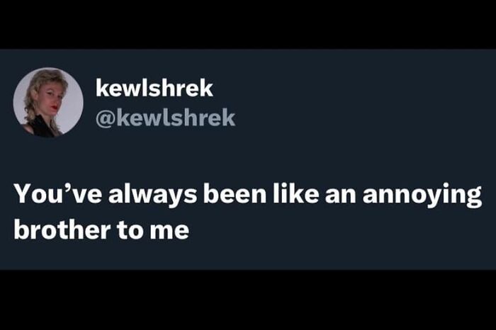 Social media meme text from Memes To Discuss In Therapy page stating youve always been like an annoying brother.