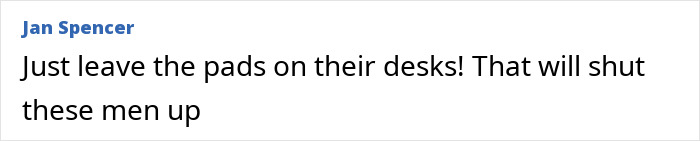 Screenshot of a comment discussing university requiring female staff to photograph their sanitary pads as proof of period.