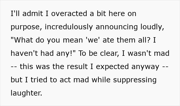 Text excerpt showing a man admitting to secretly filming his wife to prove she eats all his fries, leading to family drama. Text excerpt showing a man admitting to secretly filming his wife to prove she eats all his fries, leading to family drama.